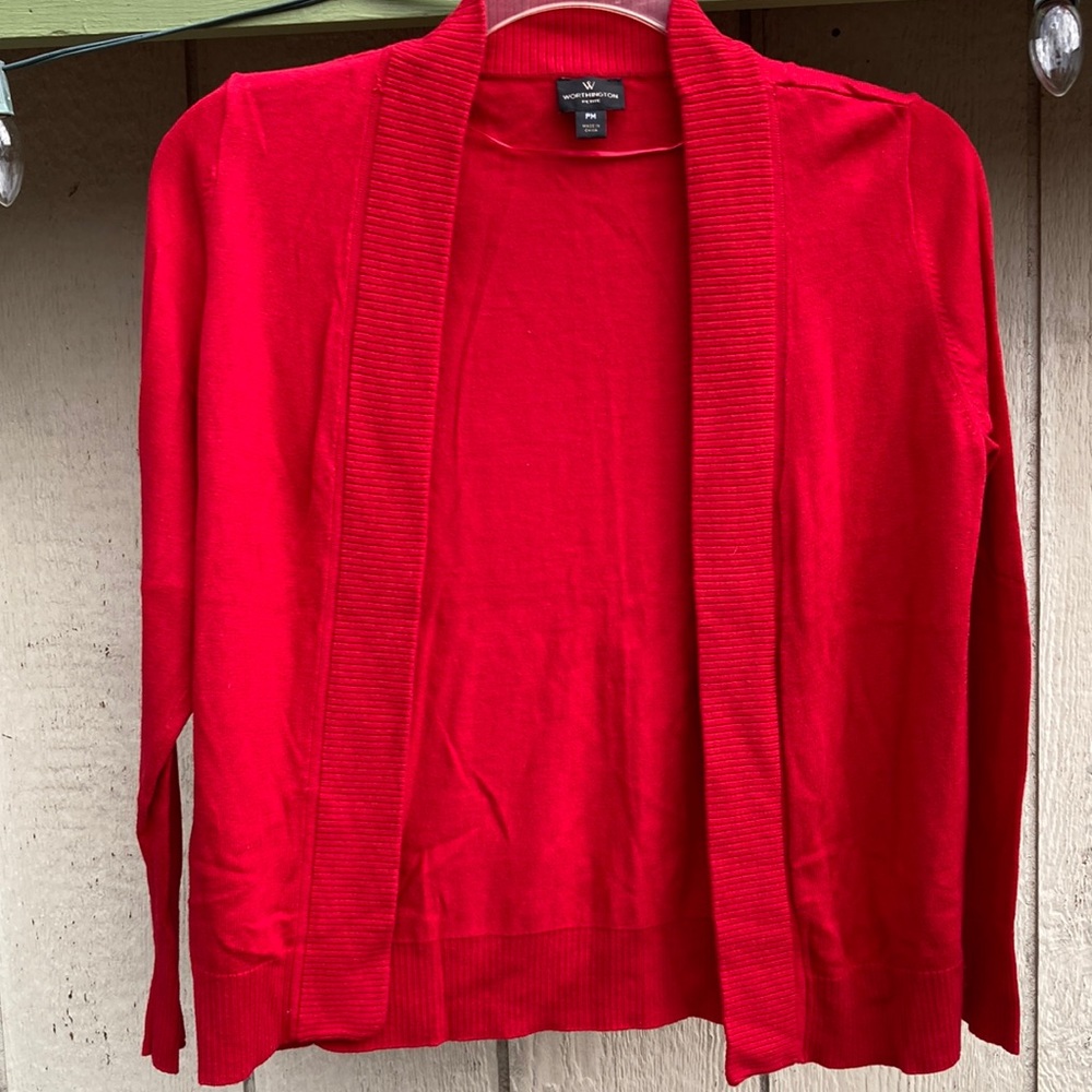 Worthington: red cardigan